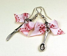 Kolczyki sztućce kokardki