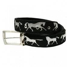 Pasek z haftem koni filc/skóra L