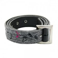 Pasek haftowany w nuty różowe filc/skóra U