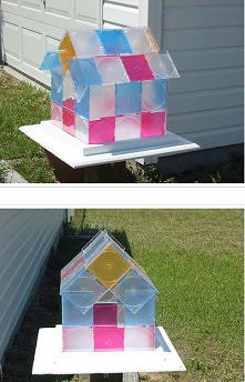 domek dla ptaków z opakowań po CD