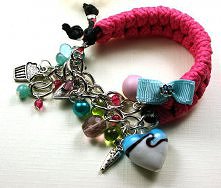 Sznurkowy róż bransoletka