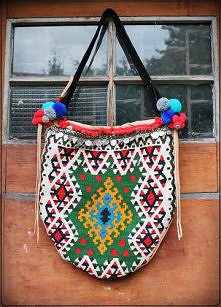 Orient Express - skórzana kilim pompony