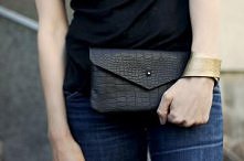 Krokodylowa skóra  koperta  czarny krokodyl