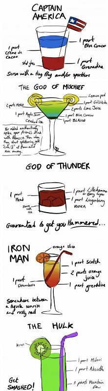 The Avengers mixed drinks.