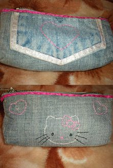 kosmetyczka z jeansu hello kitty
