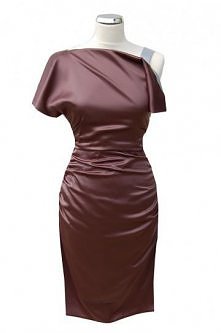 Draped asymmetrical dress 36 brązowa WYPRZEDAŻ!