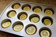 Frozen lemon ice cubes