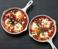 Poached Eggs in Tomato Sauce with Chickpeas and Feta  Read More