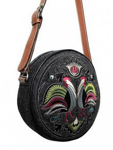 Okrągła torebka z filcu FOLK KOGUTY