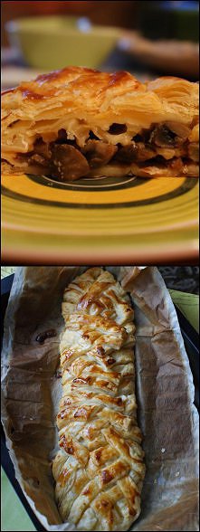 ciasto francuskie z pieczarkami i serem