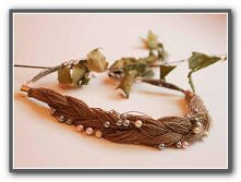 Gruby naszyjnik WARKOCZ LEN i PERŁY