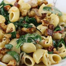 Pasta with Mascarpone, Chicken, Sun-Dried Tomatoes and Spinach