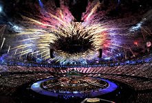 fajerwerki nad stadionem olimpijskim