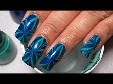 Blue &amp; Green Star Water Marble Nail Art Tutorial