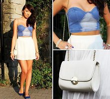 biała spódnica/biała torebk...