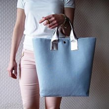 Shopper Bag Pastelowa Torba XL Skóra Metalik cena 170 pln