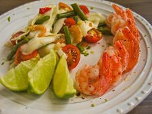 Przepis na krewetki (+ sałatka z zielonej papai)