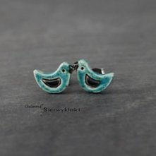 Mini ptaszki do ucha-niebieski z czernią