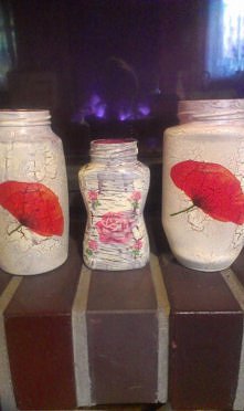 Słoiki po kawie ozdobione metodą decoupage :)