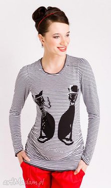 Bluzka Kitty szaro-białe paseczki