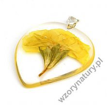 Biżuteria - Zawieszka / Wisiorek z prawdziwym zółtym kwiatkiem utrwalonym w szklistej żywicy od Wzory Natury PL