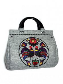 Filcowa torebka z haftem - mały kufer FOLK KOGUT