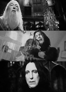 "- To bardzo wzruszające, Severusie- powiedział z powagą Dumbledore- A więc w końcu dojrzałeś do tego, by przejmować się losem tego chłopca ?
- Jego losem- wykrzyknął Snape...