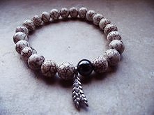 Czaki Bransoletki naturalna bransoletka ze srebrnym piórkiem