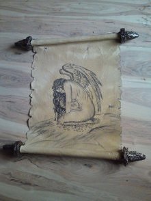 zwój, ręcznie wykonany, rys...