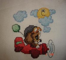 piesek w samolocie :) haft krzyżykowy