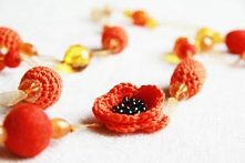 makowy naszyjnik - cudny, letni...