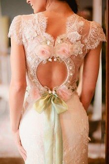 Lace back wedding dress