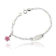 Srebrna Bransoletka z Różową Gwiazdeczką