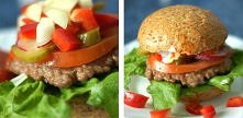 Zdrowy , domowy hamburger :) Pełnoziarnista bułka, mięso mielone (smażone na ...