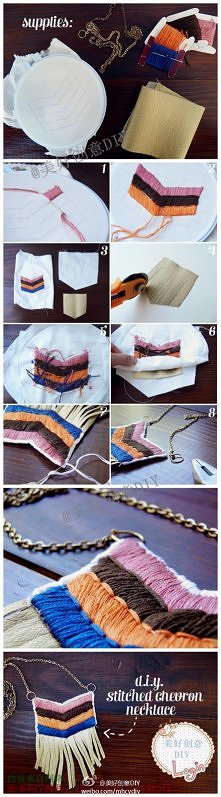     diy stitched chevron necklace