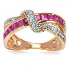 Pierścionek z rubinami i di...