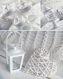 Własnoręczne podróbki skandynawskich słoiczków, "paterka" z resztek oraz serce z papierowej wikliny.