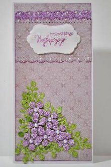 Fioletowe fiołki - kartka urodzinowa.