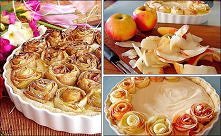 Róże z jabłek na cieście