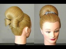 Прическа: Бабетта с бантом из волос. Bun with hair bow for long hair