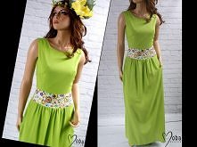 soczyście zielona długa sukienka