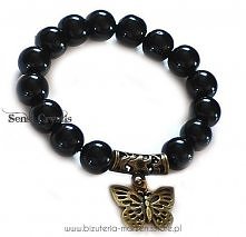 Ażurowy motylek * czarne perły