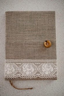 Kalendarz - DIY; okładka - płótno i koronka