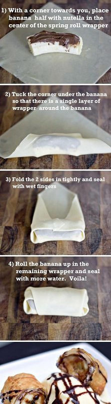 recipes with pictures, recipes in pictures, recipes pictures, pictures and recipes, pictures of recipes, banana nutella dessert rolls recipe