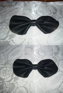 czarna kokardka broszka