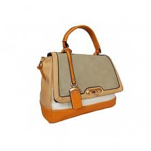 MAŁA TOREBKA LISTONOSZKA CAMEL - SZARY - BIAŁY