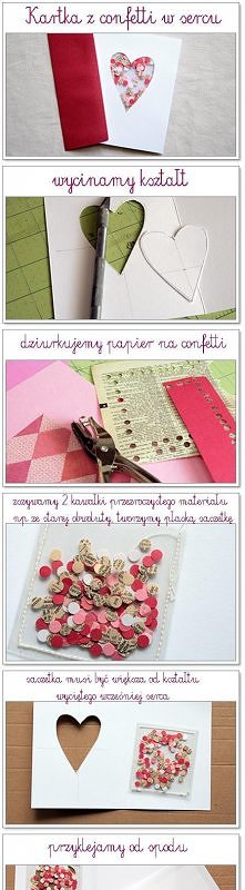 Kartka serduszka confetti