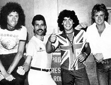 Brian May, Freddie Mercury, Diego Maradona and Roger Taylor