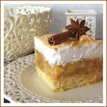 ciasto: 
3 żółtka
3 łyżki wody
150g cukru
2 łyżeczki cukru waniliowego
50g stopionego masła
200g mąki
łyżeczka proszku do pieczenia
60ml mleka
Do posypania: 
opakowanie Śmietan-...