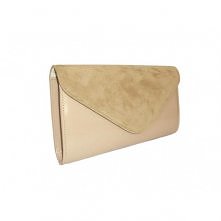 TOREBKA KOPERTÓWKA LAKIER I ZAMSZ BEŻOWA CLUTCH